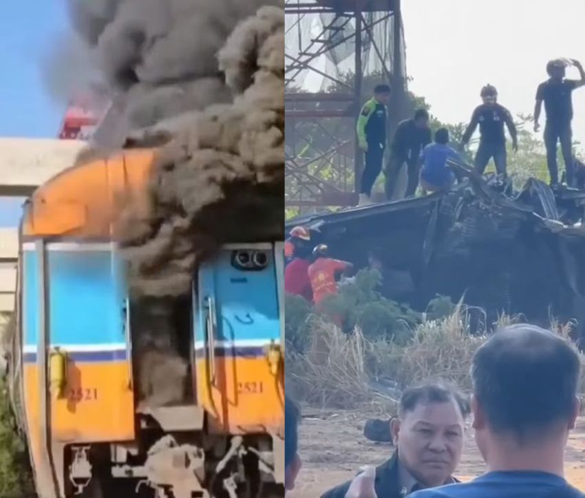 Kren runtuh hempap kereta api di Thailand, 22 maut