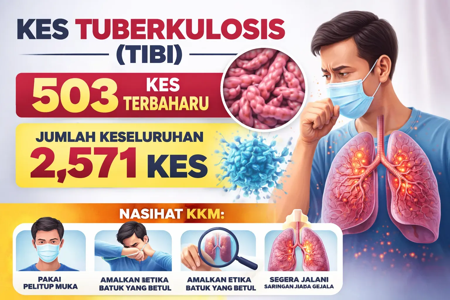 இந்த ஆண்டின் 5-வது தொற்றுநோயியல் வாரத்தின்படி, புதிதாக 503 காசநோய் (டிபி) சம்பவங்கள் கண்டறியப்பட்டுள்ளன