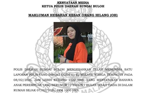 Selangor police seek help to find missing 17-year-old girl