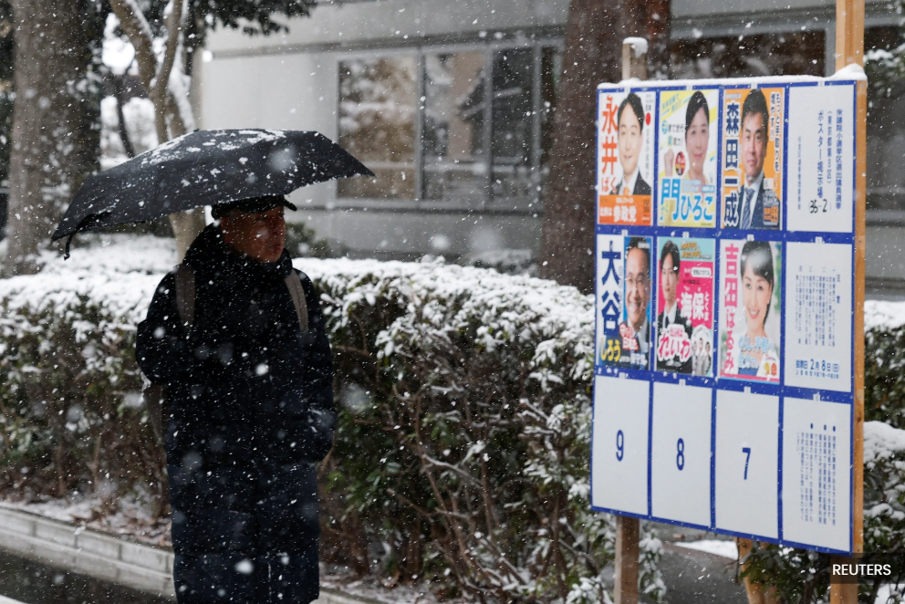 Japan's Takaichi aims for blizzard of votes in rare winter election