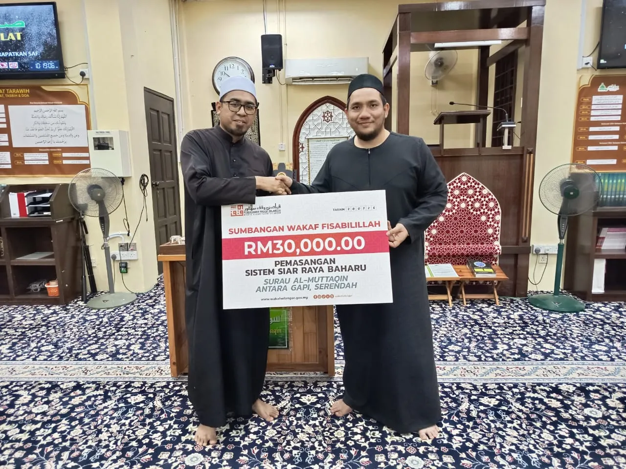 PWS salur RM30,000 bantu surau di Serendah naik taraf sistem siar raya