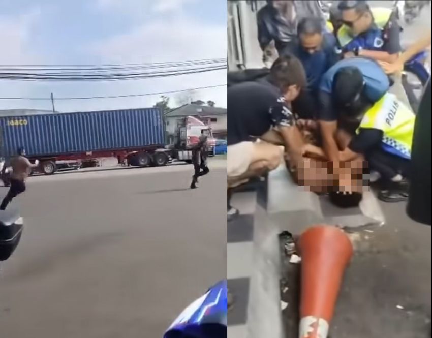 Lelaki amuk, libas pisau pemotong daging ke arah polis