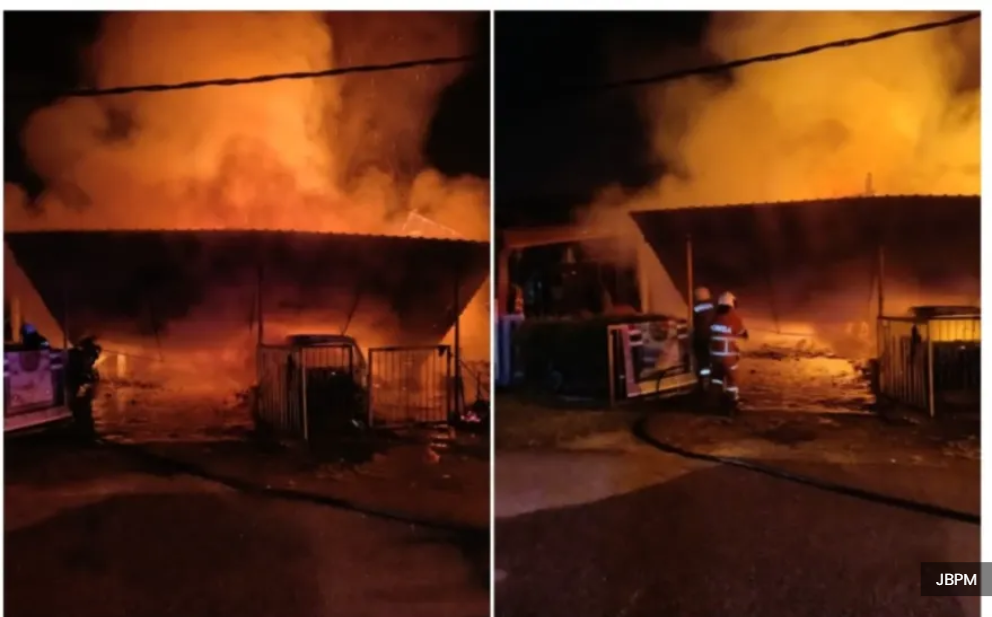 淡马鲁3排屋凌晨失火 13名住户成功逃生