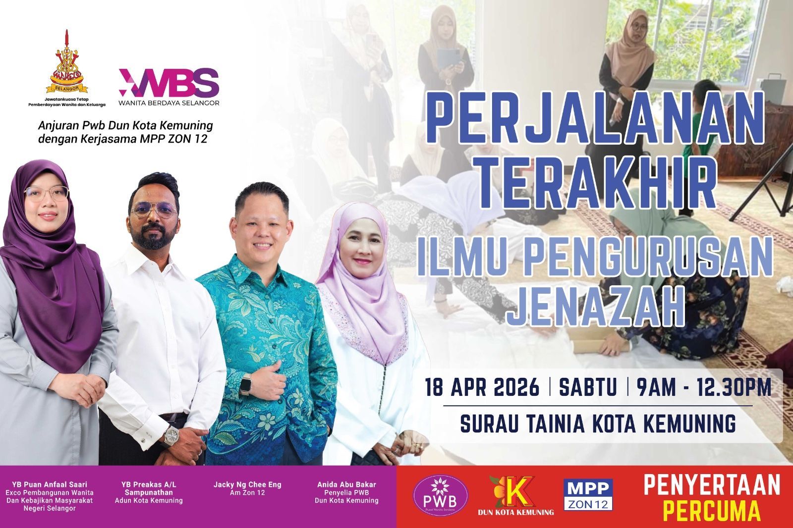 Kursus pengurusan jenazah percuma di Kota Kemuning 18 April ini