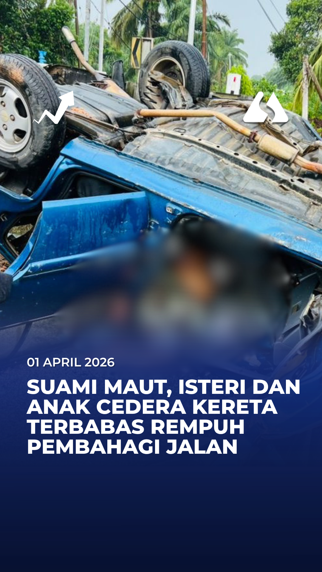 Suami maut, isteri dan anak cedera kereta terbabas rempuh pembahagi jalan