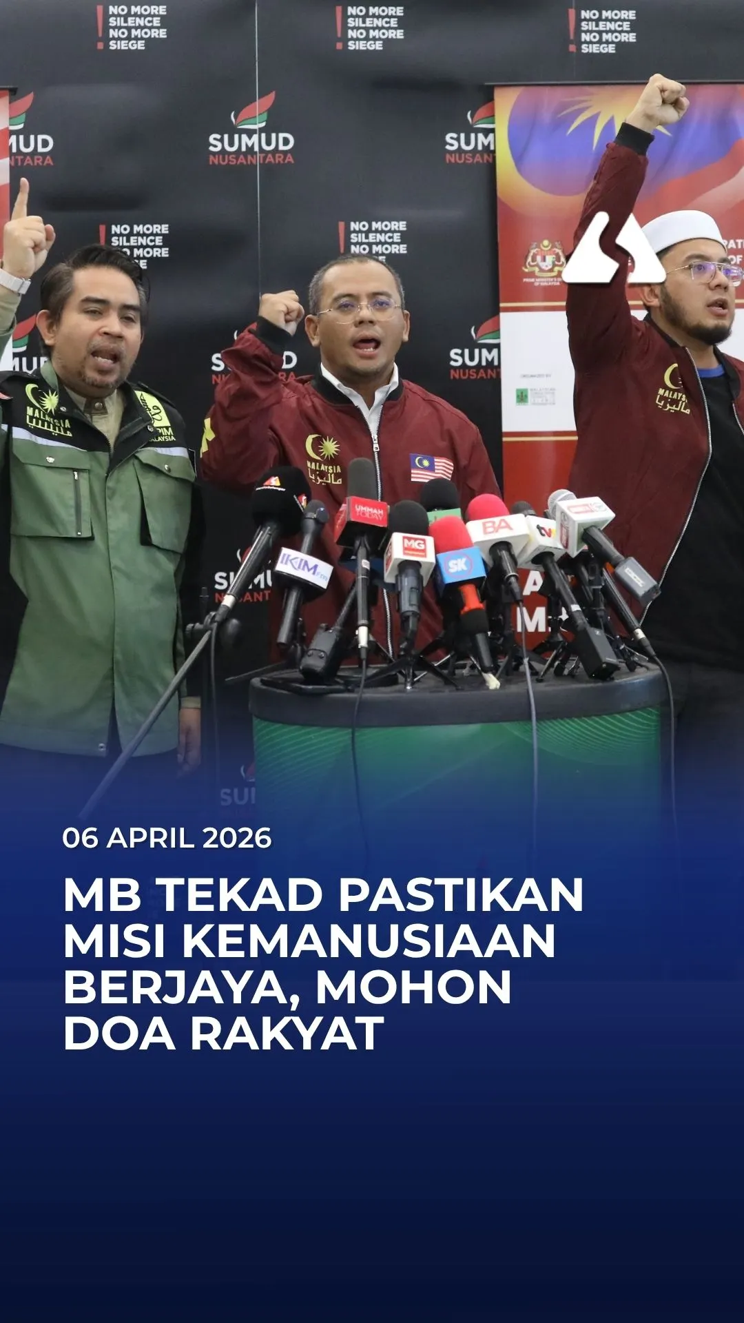 MB tekad pastikan misi kemanusiaan berjaya, mohon doa rakyat
