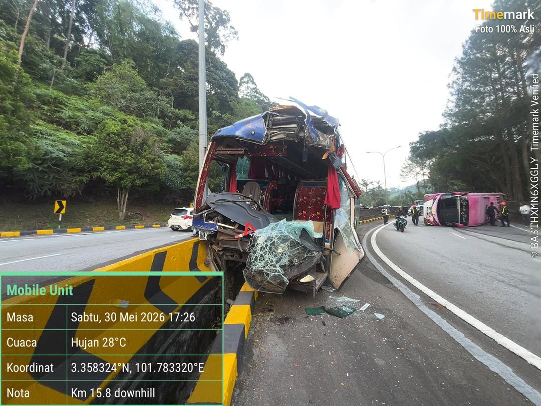 Tujuh cedera nahas dua bas persiaran, satu SUV di Jalan Genting Highlands