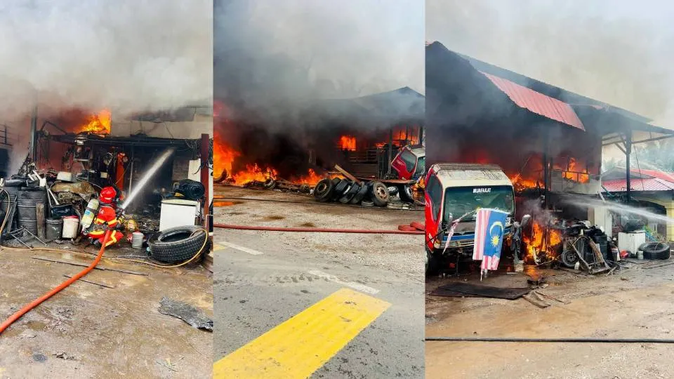 Bengkel lori di Sungai Besar terbakar