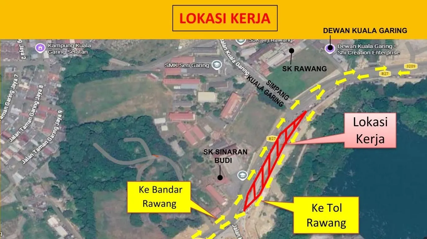 Jalan Rawang FT3209 closed for two months for flyover construction works