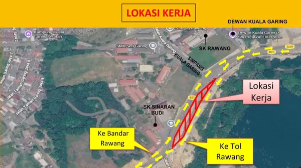 Jalan Rawang FT3209 closed for two months for flyover construction works
