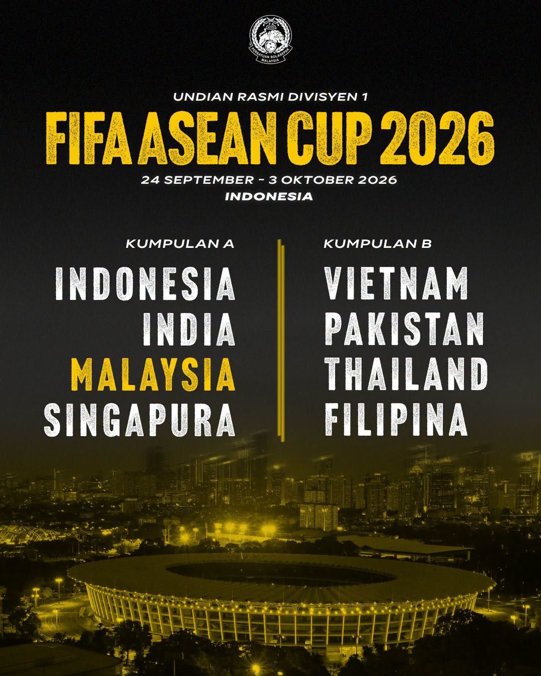 Harimau Malaya dalam Kumpulan A Piala ASEAN FIFA 2026