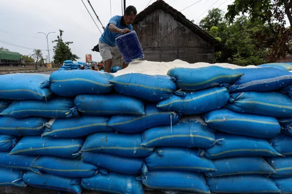 Indonesian salt fields bloom under drought from baking El Nino heat