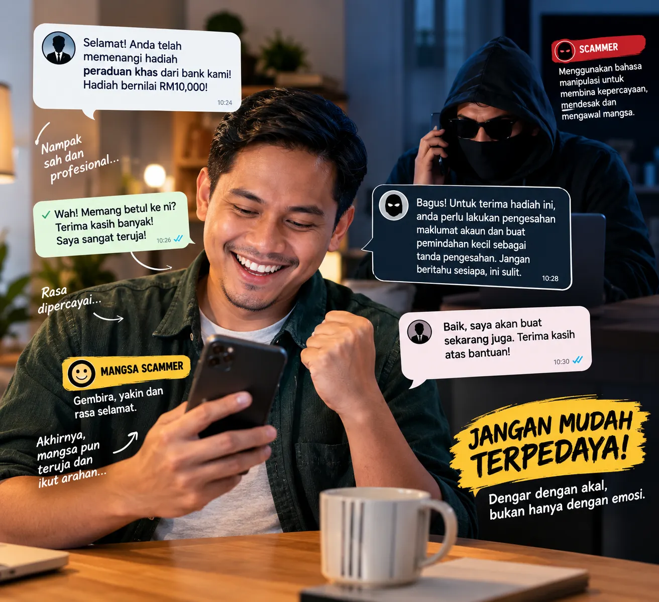 Kenali gaya komunikasi scammer, elak ditipu melalui bahasa digunakan