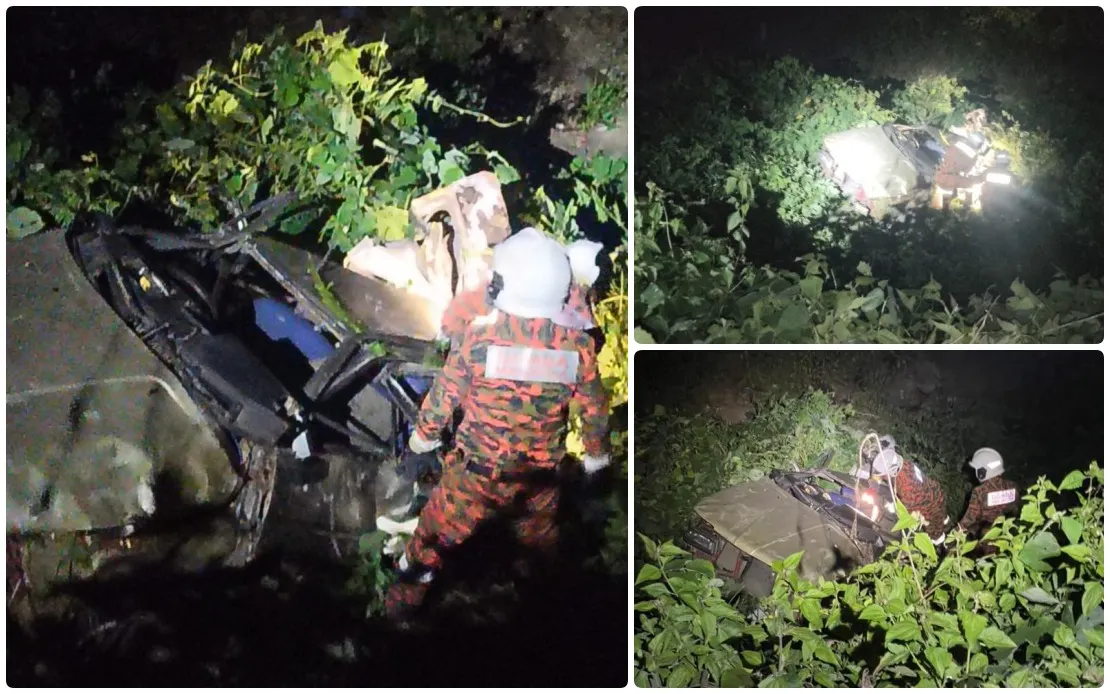 拿笃轿车失控坠山谷 酿3死1伤