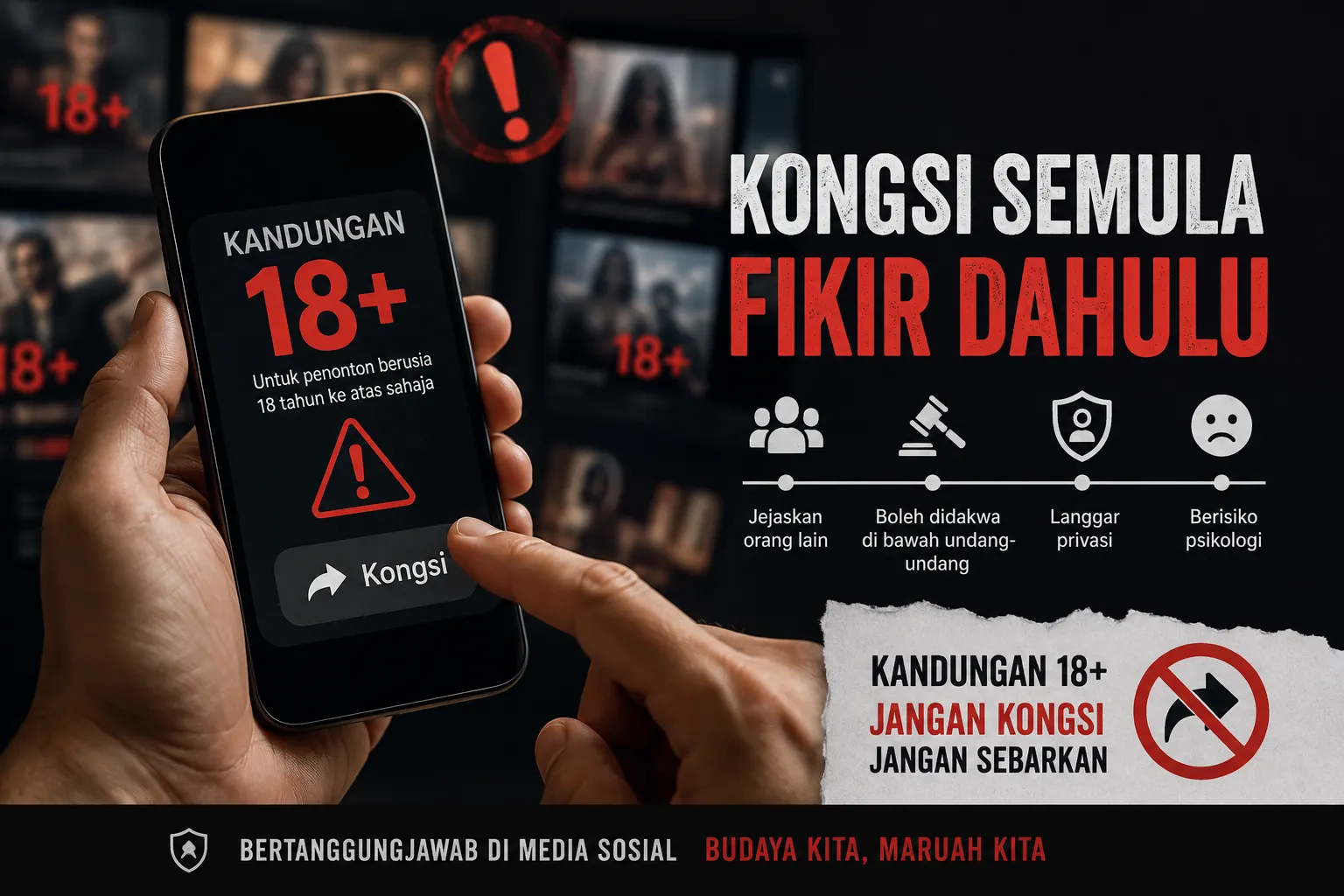 Kandungan 18+: CMCF ingatkan risiko perkongsian semula di media sosial