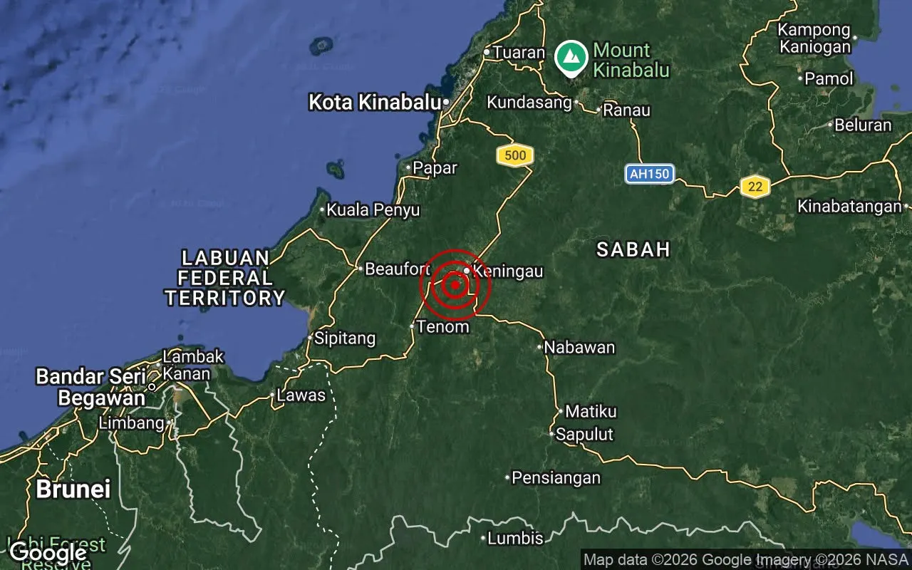 Gempa bumi 3.4 magnitud gegar Keningau