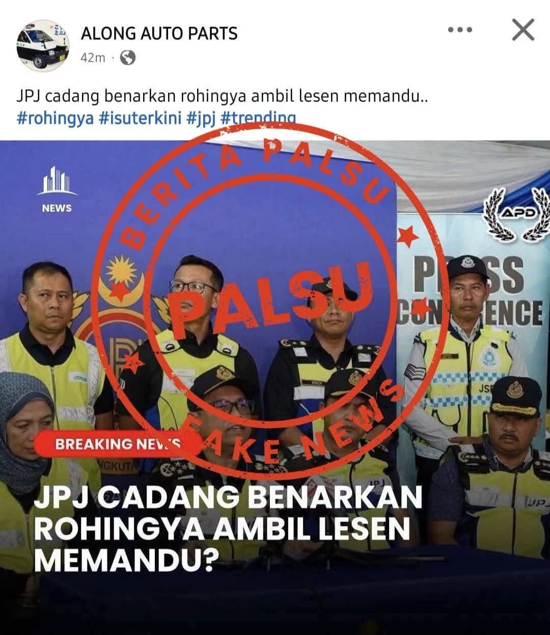 JPJ denies viral report on Rohingyas allowed to obtain driving licences